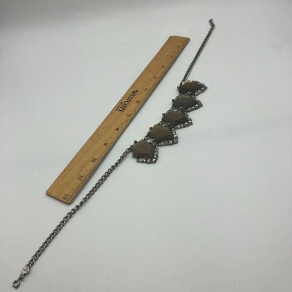 Vintage Loft by Ann Taylor Women's Statement Necklace Geometric Shape Rhinestone - Picture 9 of 10